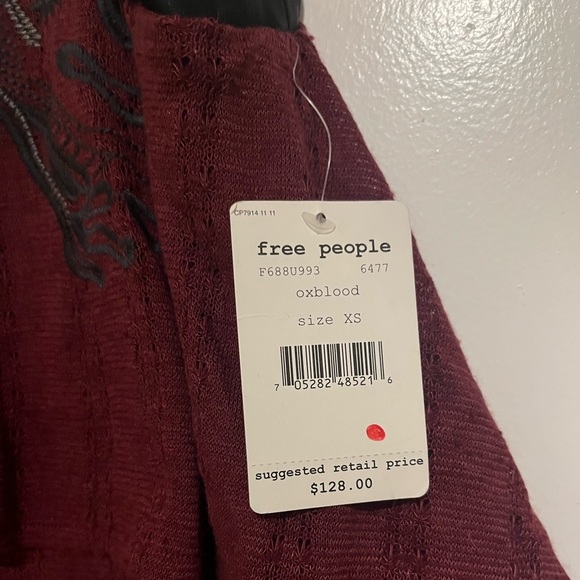 Free People  Lace w/Faux Leather Embroidered Tunic Top - Picture 4 of 7